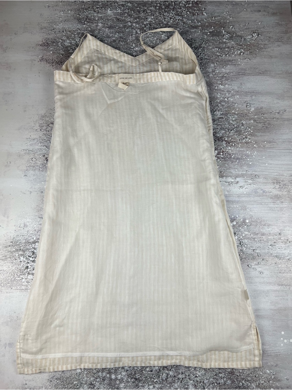 Laude The Label SURI Striped Beige Spaghetti Strap Slip Dress  xs/s - Picture 9 of 11